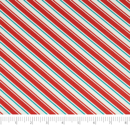 SINGER Christmas Diagonal Stripe Cotton Fabric